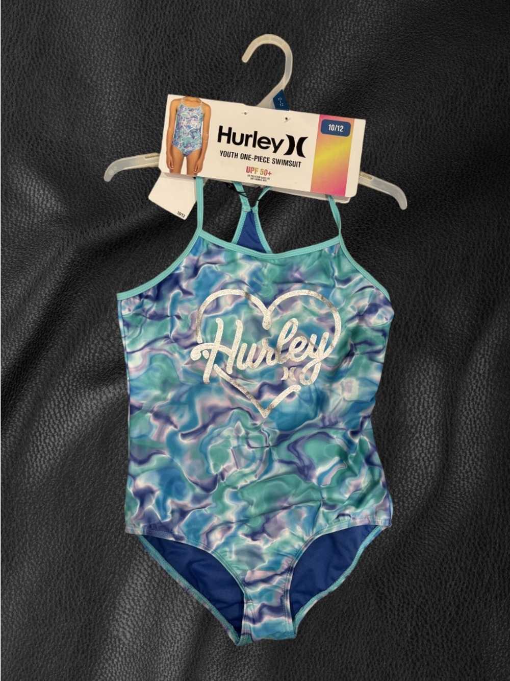 Hurley Girls One-Piece Swimsuit in Aqua, Teal & Purple Tie-Dye